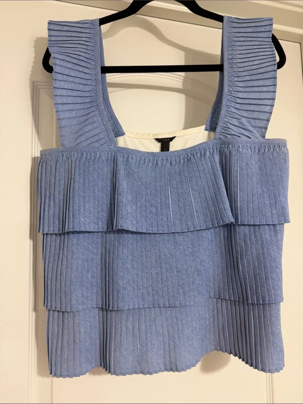 J. Crew pleated Layered Light Blue Women's Tank Top ruffle blouse size M used